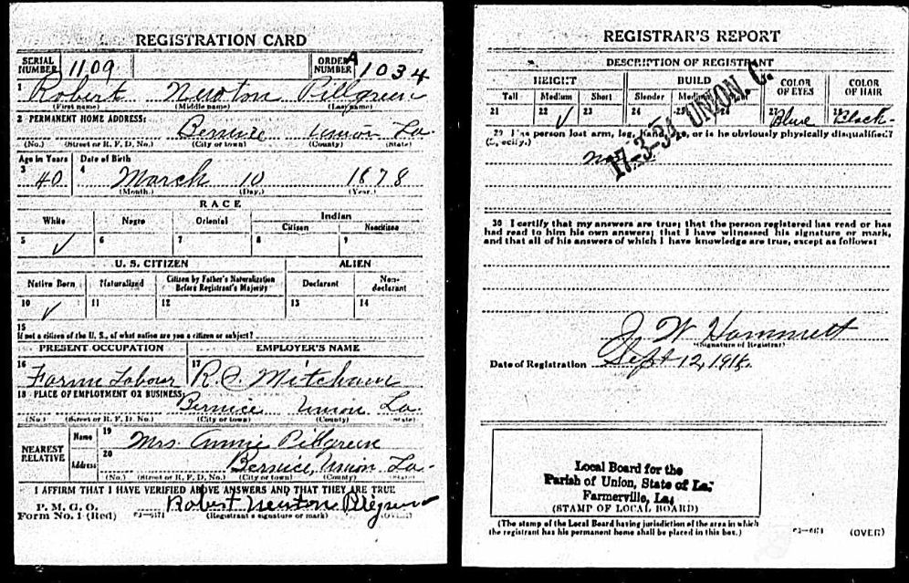 Union Parish LA WWI Registration